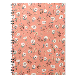 Caderno Espiral Papoulas Brancas em Capa Vermelha Vibrante