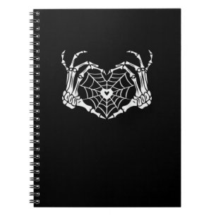 Caderno Espiral Par Cobweb do Halloween do Skeleton Heart Spiderwe
