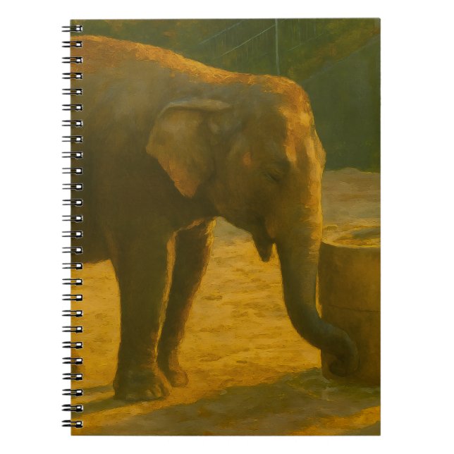 Caderno Espiral Par de elefante na configuração de santuário (Frente)