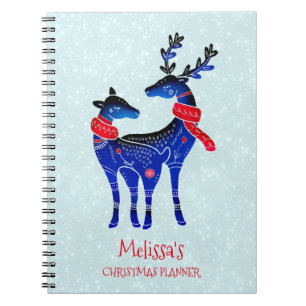 Caderno Espiral Par de Rebelde Natal Nórdico Azul