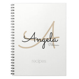 Caderno Espiral Para Chef Recebe Branco Moderno Monograma