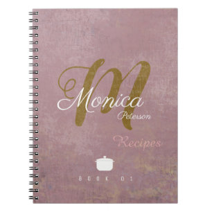 Caderno Espiral para receitas de chef um monograma de na moda em r