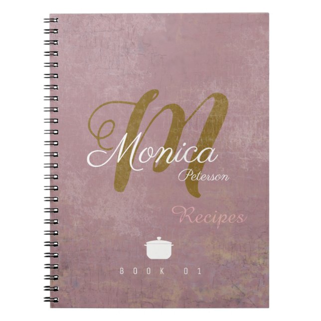 Caderno Espiral para receitas de chef um monograma de na moda em r (Frente)