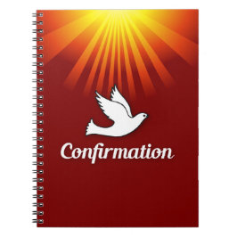 Caderno Espiral Parabéns Confirmação Pombo com Dourado/Vermelho