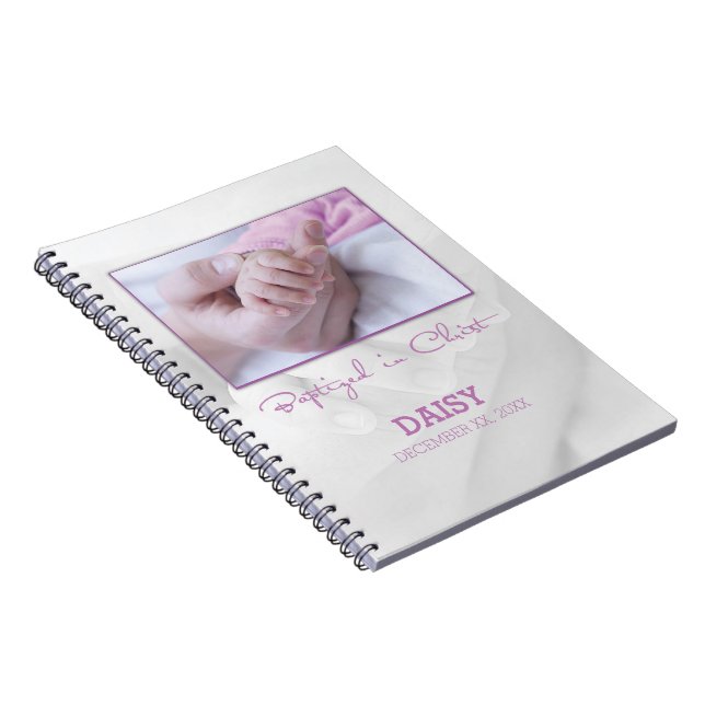 Caderno Espiral Parabéns de batismo para bebês personalizados (Lado Direito)