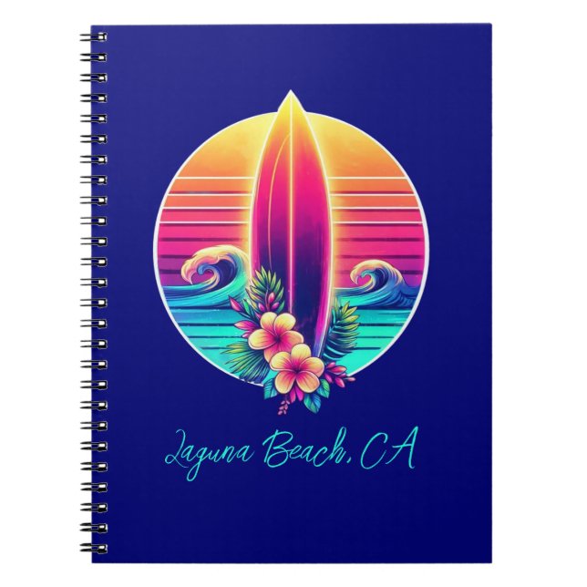 Caderno Espiral Paraíso no surfboard sunset- (Frente)