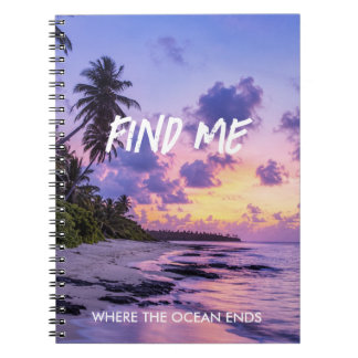 Caderno Espiral Paraíso Tropical da Ilha de FindMe Personalizado