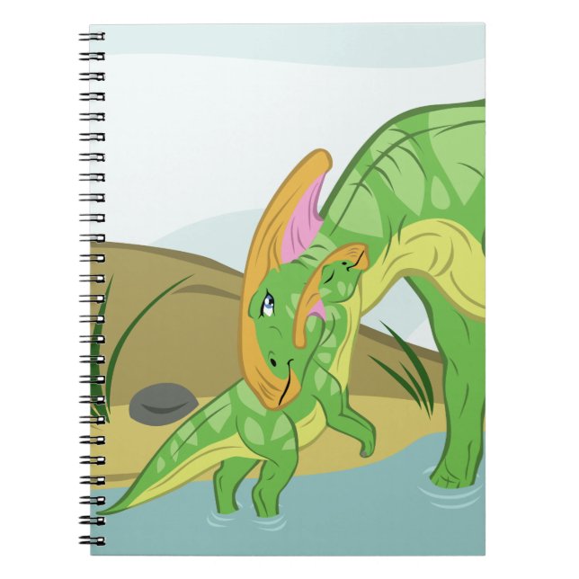 Caderno Espiral Parasaurolophus Mãe e Bebê (Frente)