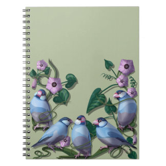 Caderno Espiral pardais-de-java