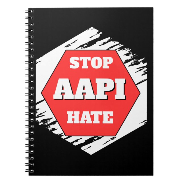 Caderno Espiral Pare com o Ódio AAPI Retangular (Frente)