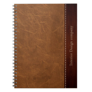 Caderno Espiral Parede de couro castanho natural