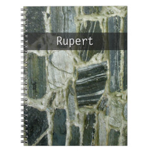 Caderno Espiral Parede de pedra velha da geologia com algum texto