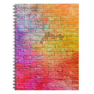 Caderno Espiral Parede de tijolos colorida, cor, fundo