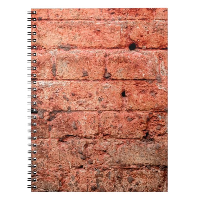 Caderno Espiral Parede de tijolos com algumas pedras, tijolo (Frente)