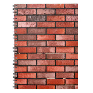 Caderno Espiral Parede de tijolos com tijolo vermelho, fundo de ti