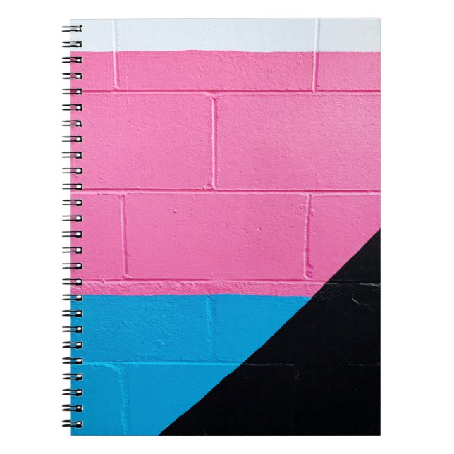 Caderno Espiral Parede rosa e azul pintada (Frente)