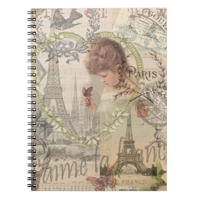 Caderno Espiral Paris France Bonito Girl Eiffel (Frente)