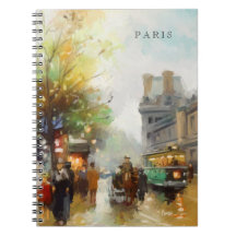 Paris num dia chuvoso. Aquarela. Bloco de notas pr