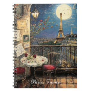 Caderno Espiral Paris Romântica França Ilustração Torre Eiffel