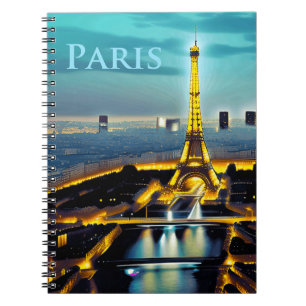 Caderno Espiral Paris sob o céu azul turquesa