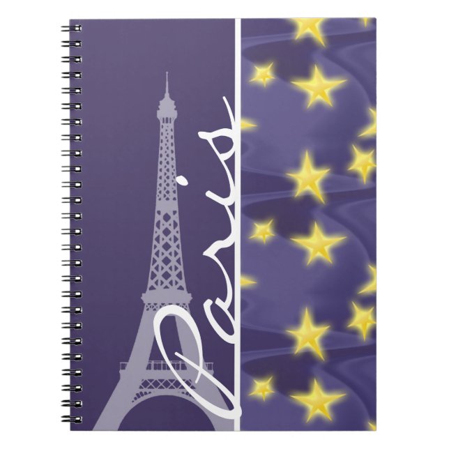 Caderno Espiral Paris Starry Night; Torre Eiffel (Frente)