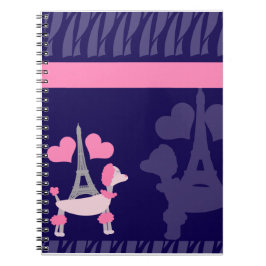 Caderno Espiral Parisian Poodles in Pink and Purple
