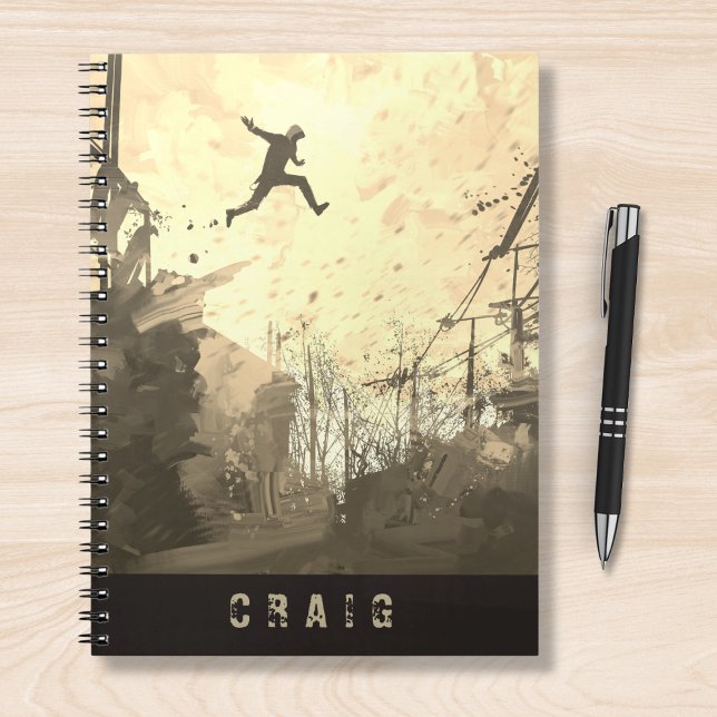 Caderno Espiral Parkour Urban Free Runling Free Styling Art Sepia (Criador carregado)
