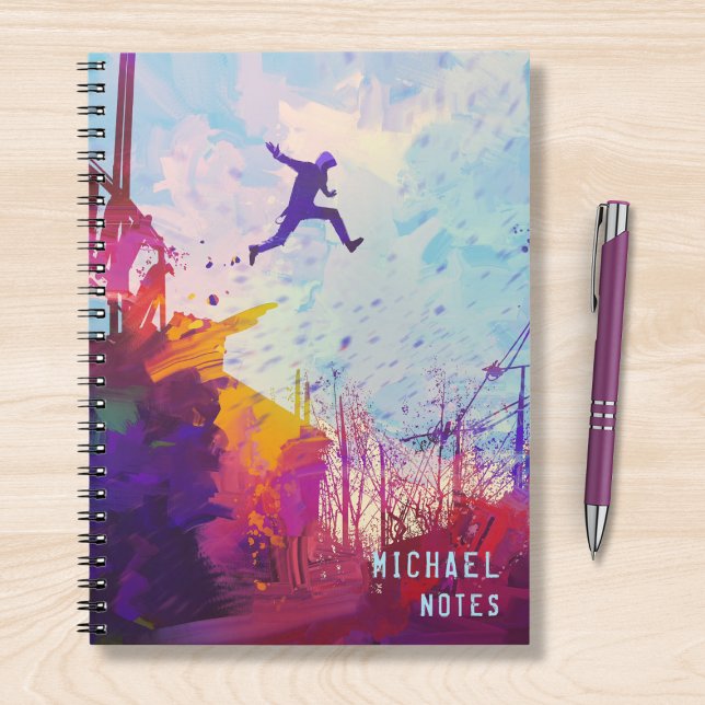 Caderno Espiral Parkour Urban Free Running Modern Art Personalizad (Criador carregado)