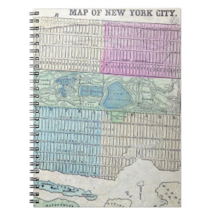 Caderno Espiral Parque Central do Map Nova Iorque 1870