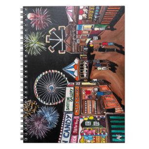 Caderno Espiral Parque de Diversões à Noite Pintura de Alfred Fox