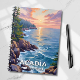 Caderno Espiral Parque Nacional Acadia | Maine Painting Viagem Art