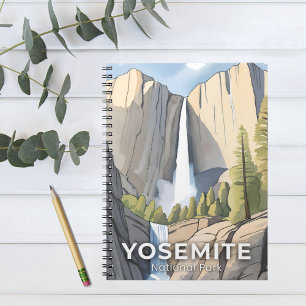 Caderno Espiral Parque Nacional de Yosemite Aquarela Viagem