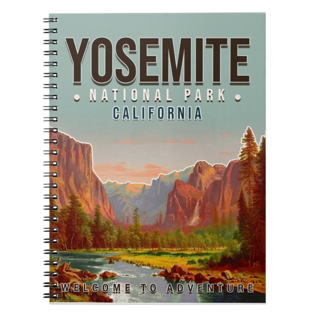 Caderno Espiral Parque Nacional de Yosemite, California Vintage, 1 (Frente)