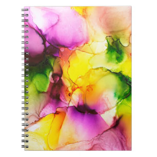 Caderno Espiral Parte da pintura a álcool, macro foto, abstrato