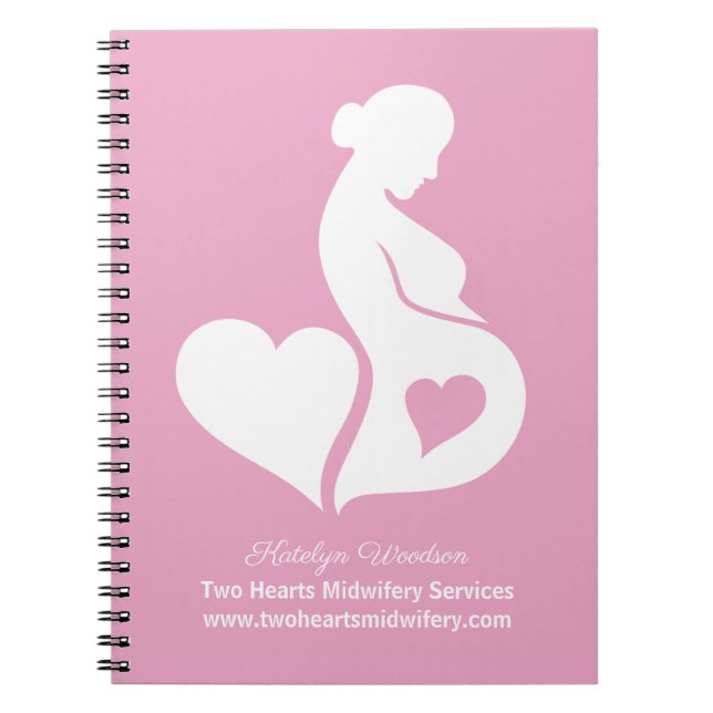 Caderno Espiral Parteira Doula Bela Gravidez Rosa Personalizado (Frente)