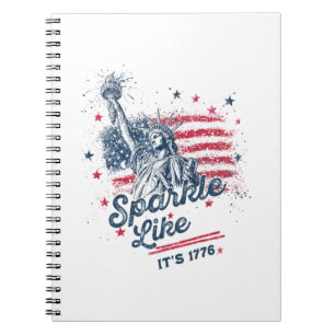 Caderno Espiral Partido Como Ele É 1776, 4 De Julho, USA Flag, Ame