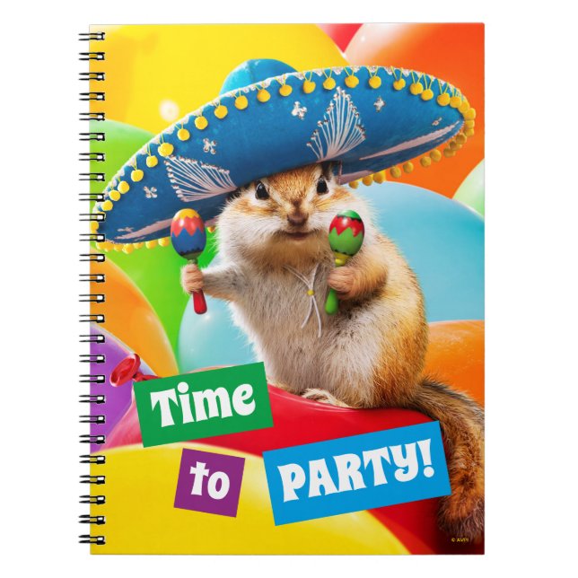 Caderno Espiral Party Chipmunk In Sombrero (Frente)