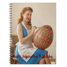 Páscoa Artista Retro Ginger Girl Bloco de Notas