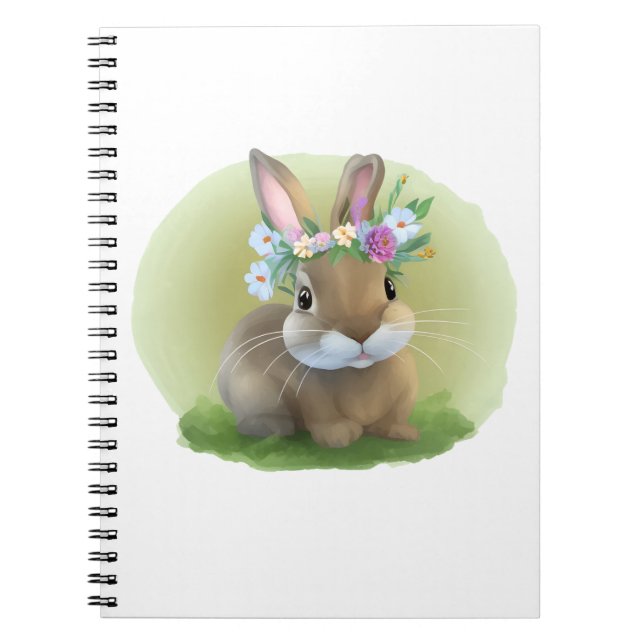 Caderno Espiral Páscoa bonita Bunnypara um humor positivo (Frente)