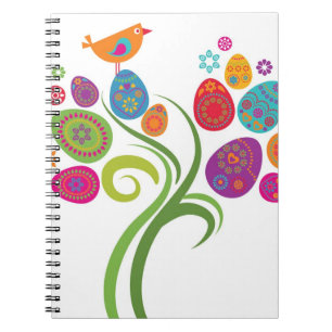 Caderno Espiral Páscoa com ovos coloridos e flores