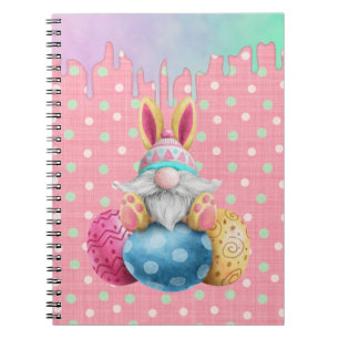 Caderno Espiral Páscoa Gnomo Ovos Polkadot Colagem