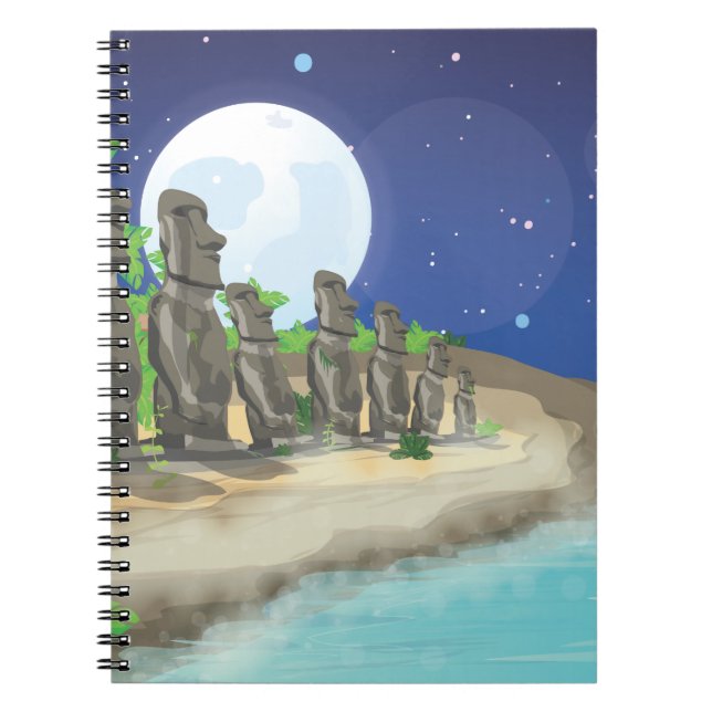 Caderno Espiral Páscoa Island Moai (Frente)