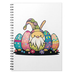 Caderno Espiral Páscoa Primavera Cute Gnomo Cura de Ovos