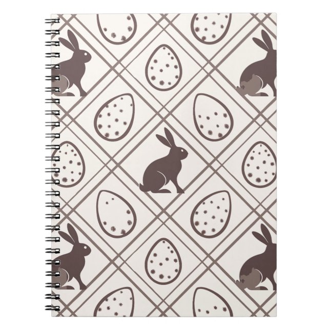 Caderno Espiral Páscoa Xadrez Marrom   (Frente)