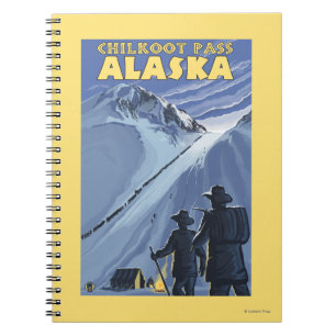 Caderno Espiral Passagem de Chilkoot, mineiros Dourados de Alaska