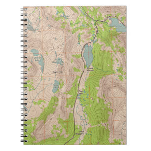 Caderno Espiral Passagem de Tioga, mapa topográfico de Califórni