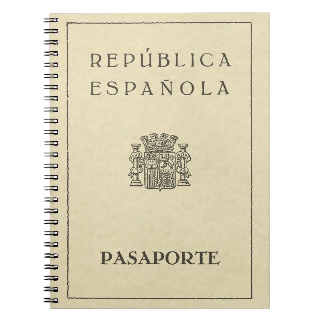 Caderno Espiral Passaporte espanhol antigo (papel-espia) (Frente)