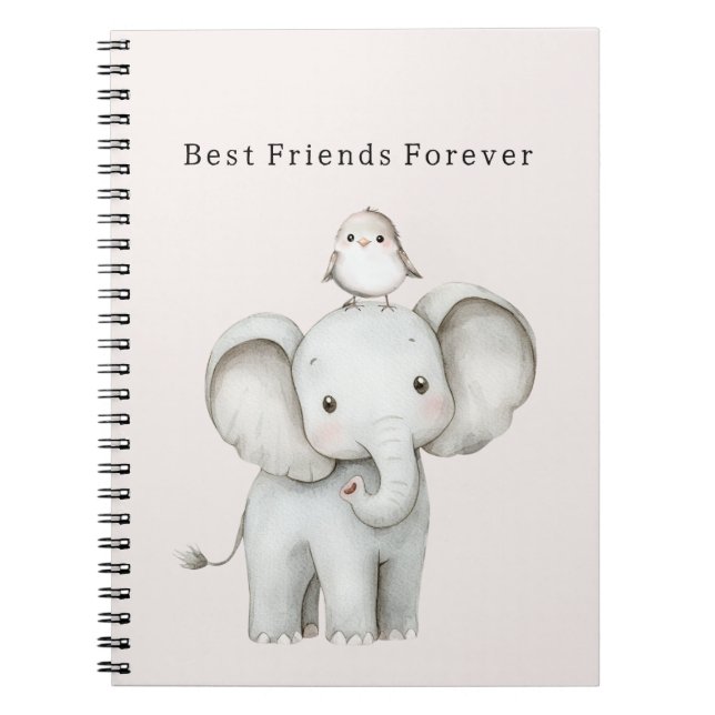 Caderno Espiral Passarinho Elefante Fofo   (Frente)