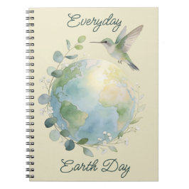 Caderno Espiral Pássaro Beija-flor do Dia da Terra Diário