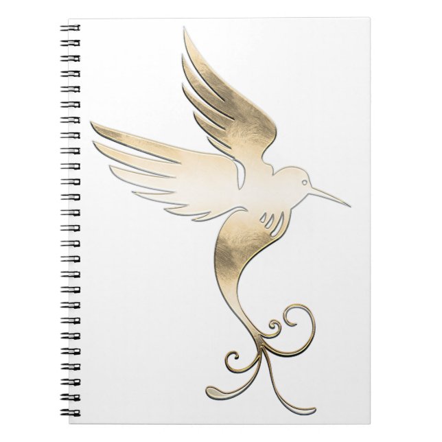 Caderno Espiral Pássaro Branco ouro (Frente)